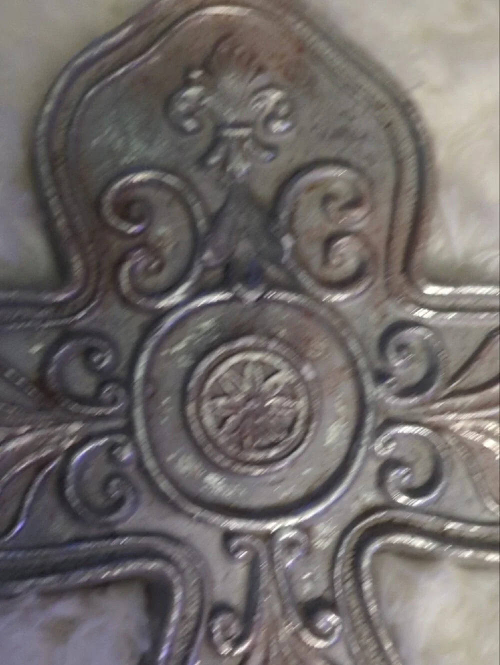 Distress Cross Decorative Silver Ornate  - Elegant Home Wall Decor Approx 11x9
